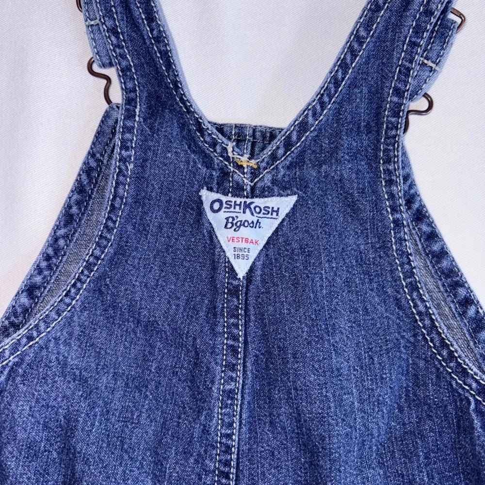 OshKosh B'gosh Denim Shortalls 18 Months Blue good Vestbak Cargo Pockets